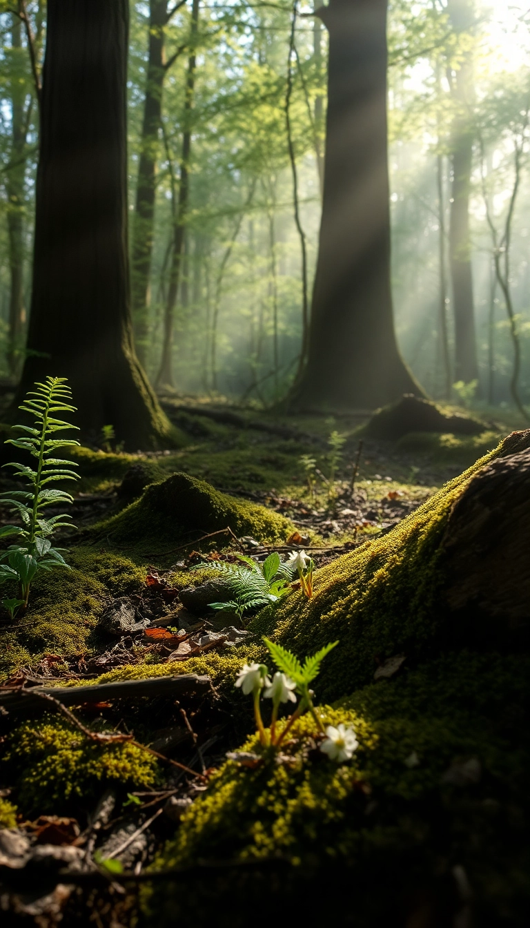 iPhone Relaxing Spring Forest Floor Elegant Background Stock Photo